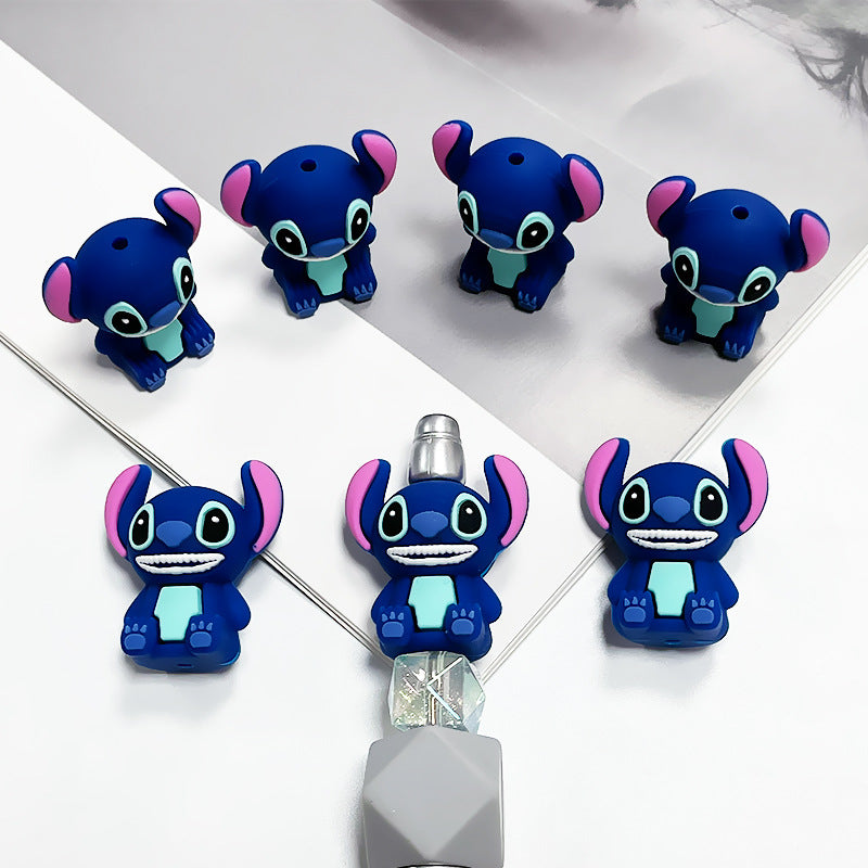 3D Blue Doll Silicone Focal Beads