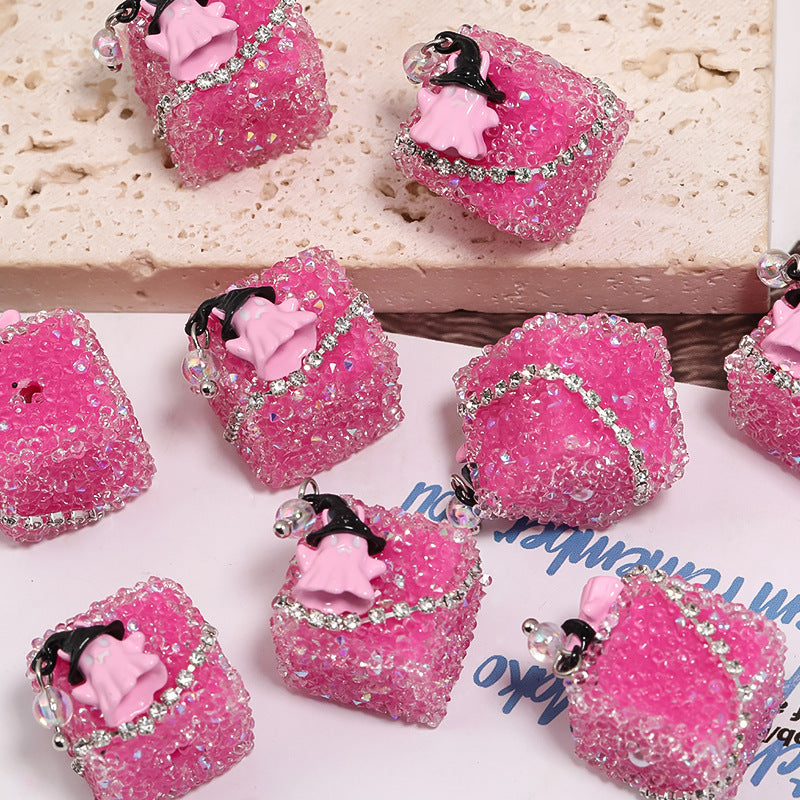 Halloween Ghost Square Rhinestone Sugar Beads