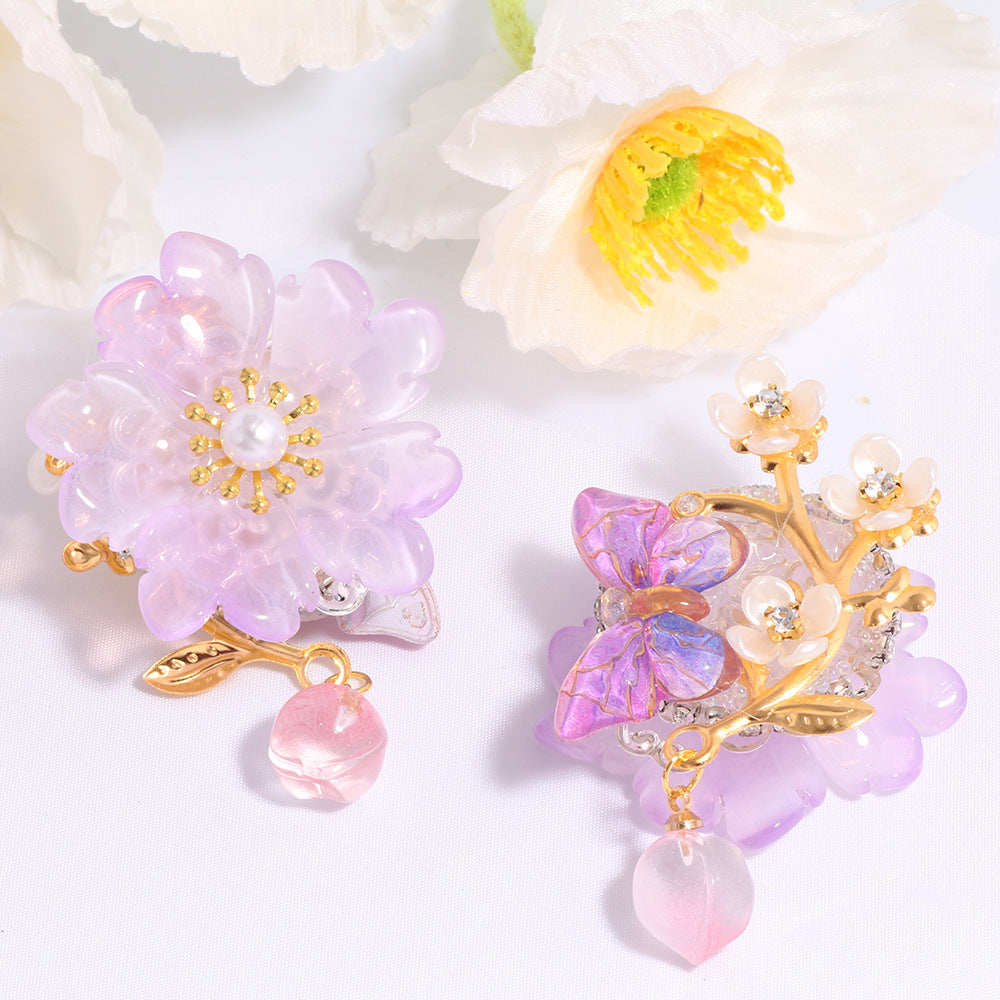 Pink Glass Flower Beads