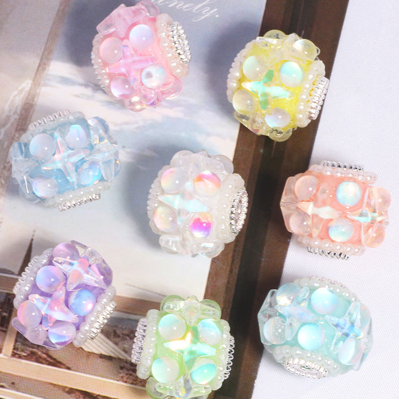 Jelly Color Star Colorful Transparent Straight Hole Loose Beads Beads