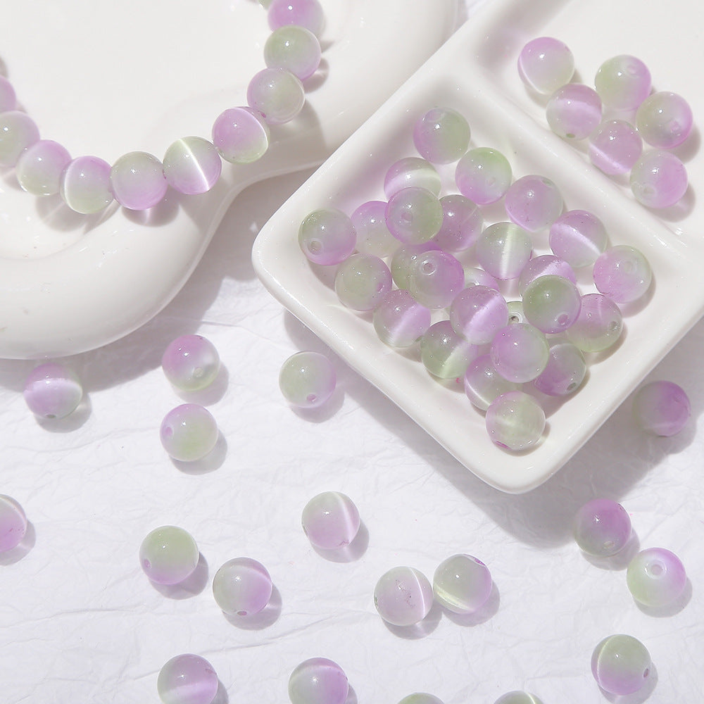 Gradient Two-tone Cat's Eye Stone Imitation Jade Beads
