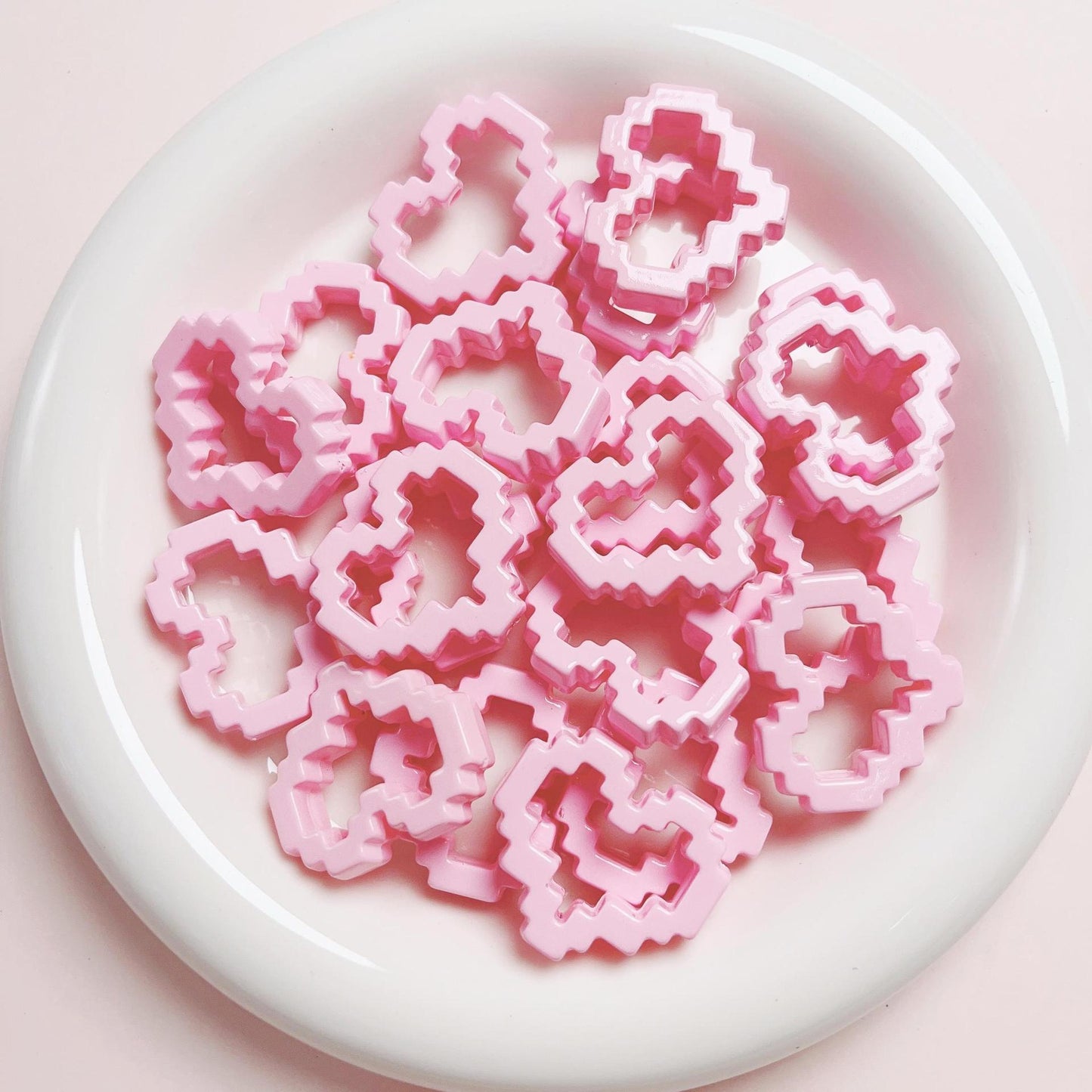 Pixel Heart Beads Enamel Acrylic Beads