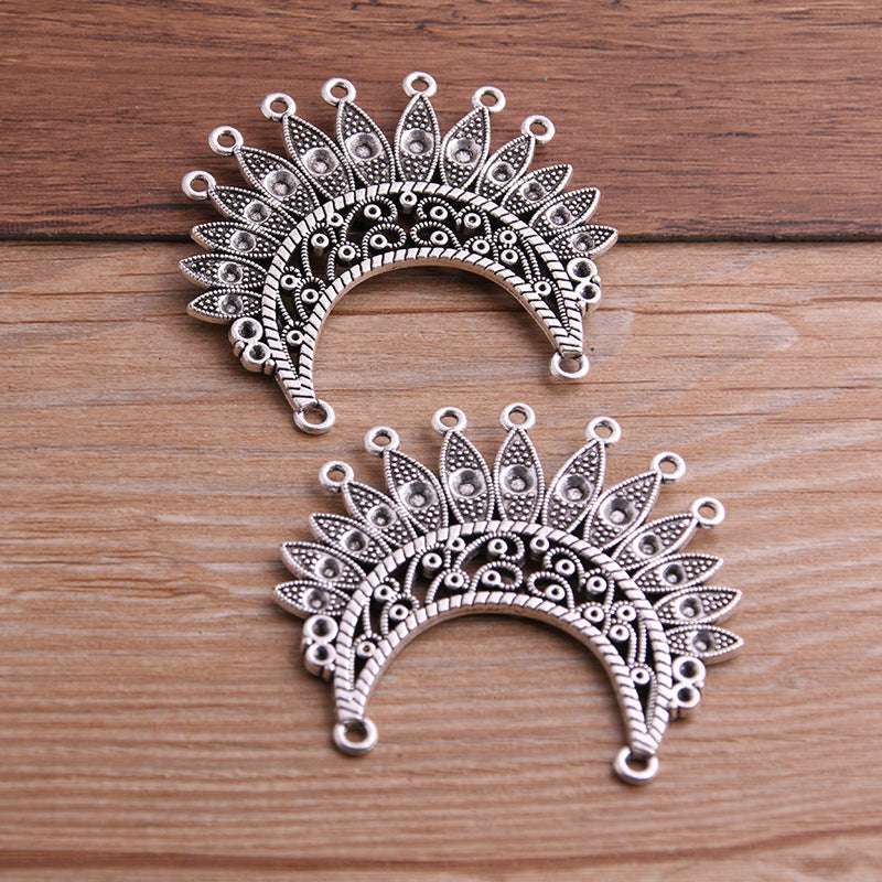 2 Colors 50*54mm DIY Alloy Jewelry Accessories Ethnic Style Accessories Multi-Hole Peacock Pendant