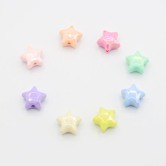アクリルクリーム光沢ストレートホールペンタグラムビーズDIYハンドメイド電話チェーンキーホルダーアクセサリー