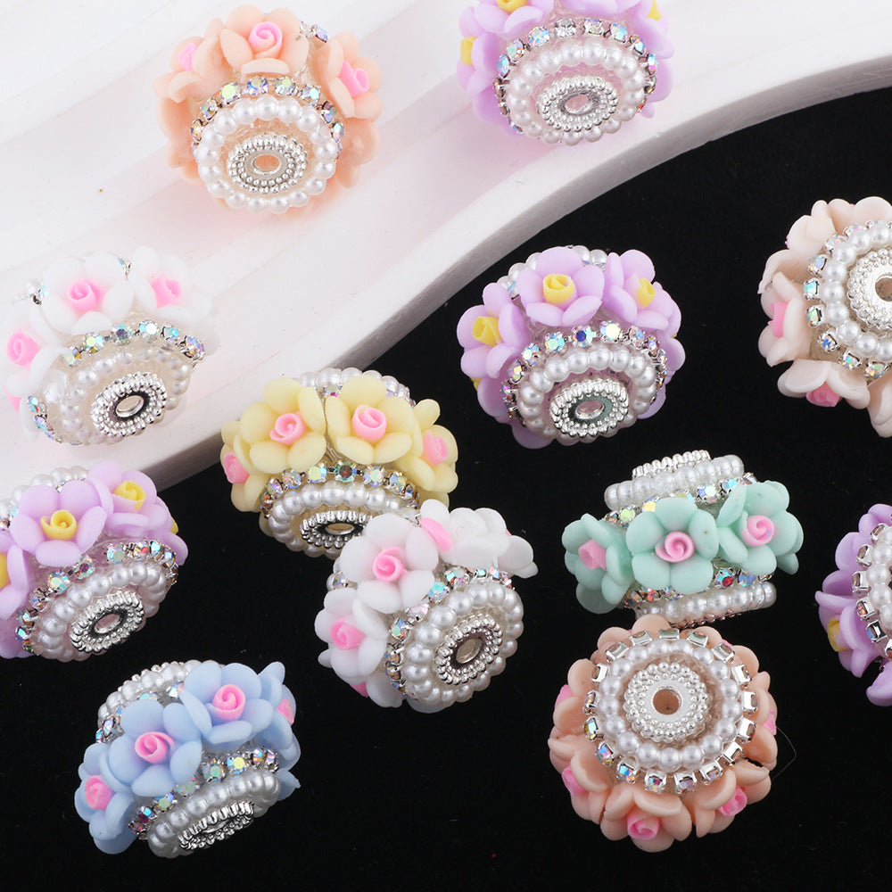 Flower Beads Flower Flat Beads Round Barrel Drill Balls