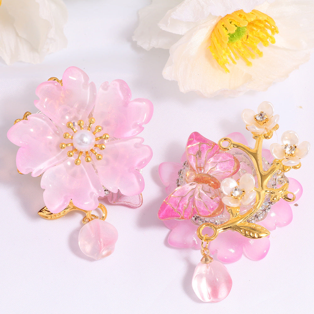 Pink Glass Flower Beads