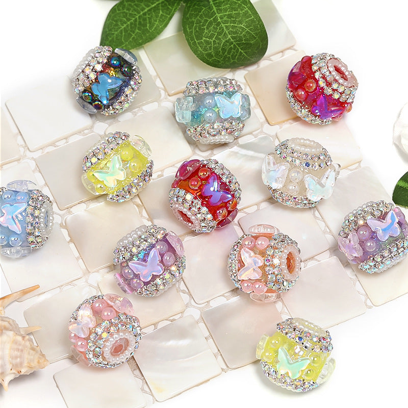 Butterfly Pearl Diamond Ball Rhinestone Chain Beads
