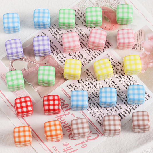 Acrylic Houndstooth Cute Square beadable beads