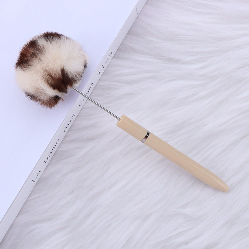 Long Fluffy Beaded Pen Ins Macaron Color Fluffy Rotating Ballpoint Pen