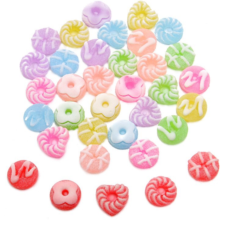 Mixed Color Heart Round Candy Resin Beads