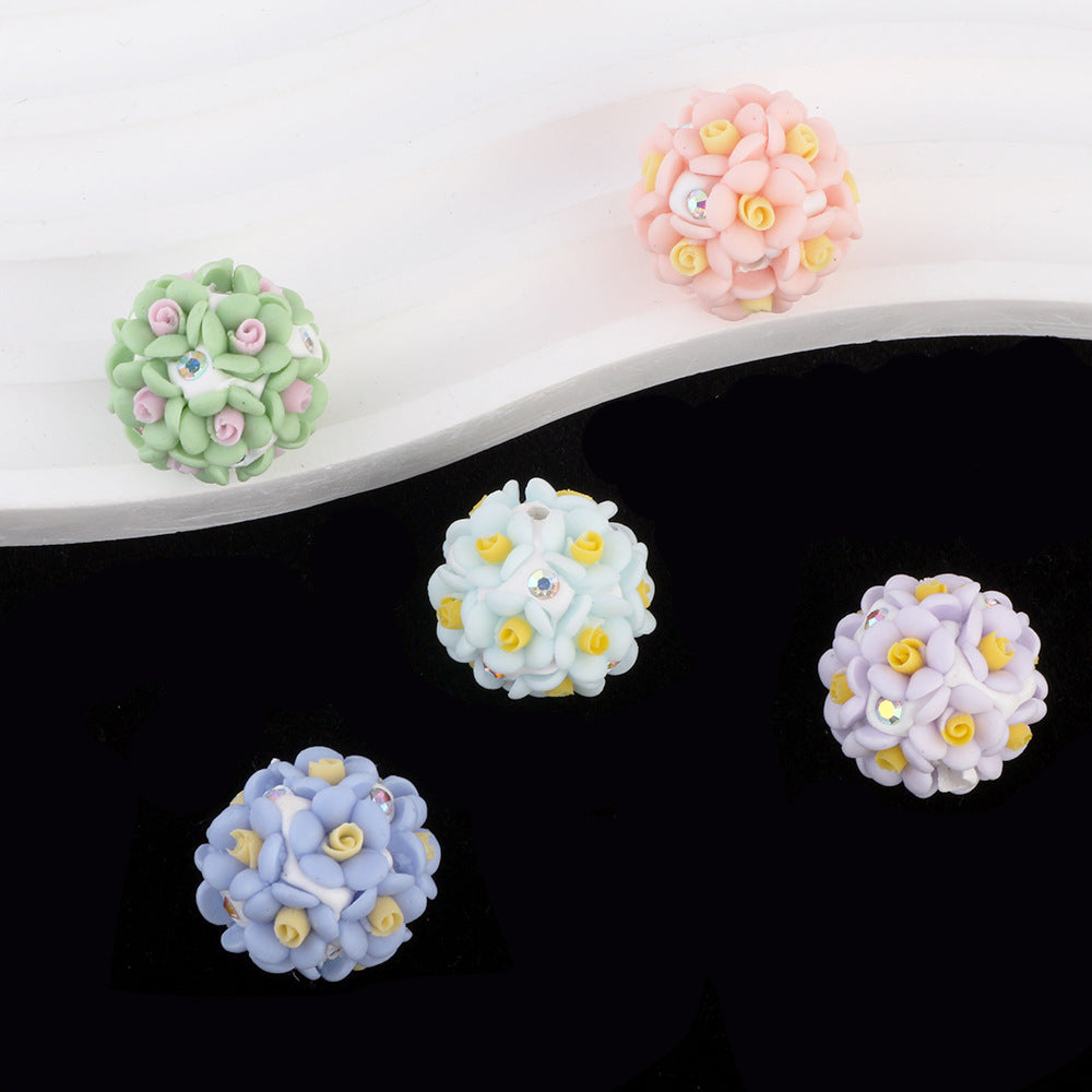 Simple Colorful Rose Ball Soft Clay Drill Ball Bead