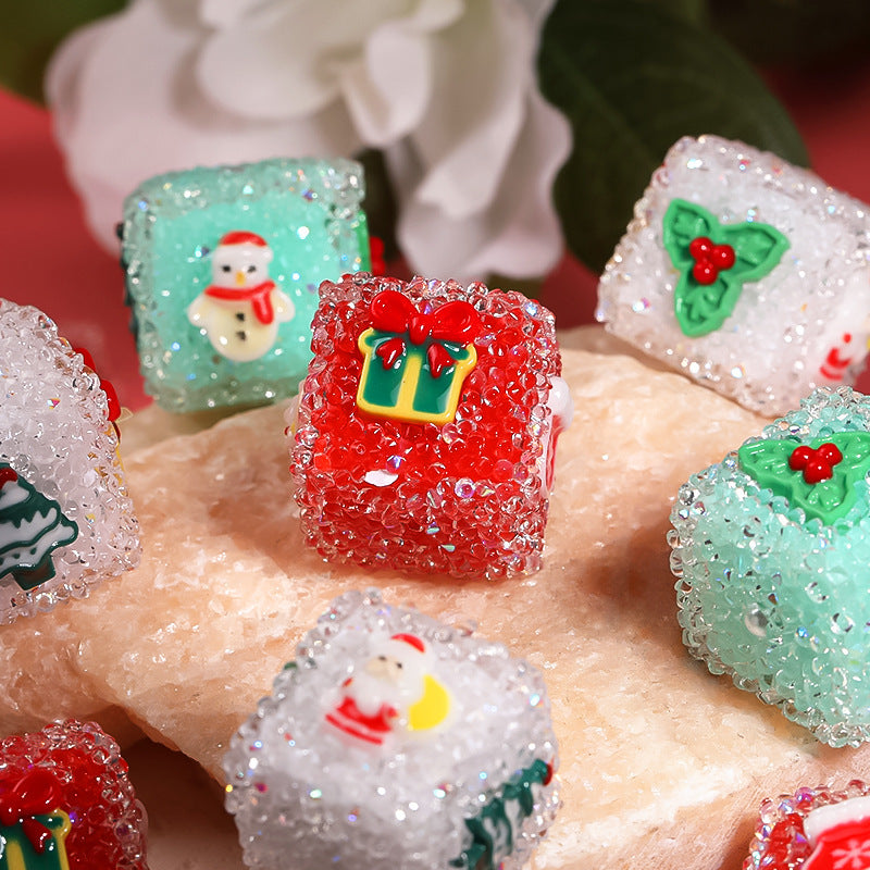 Christmas Rhinestone Sugar Square Beads