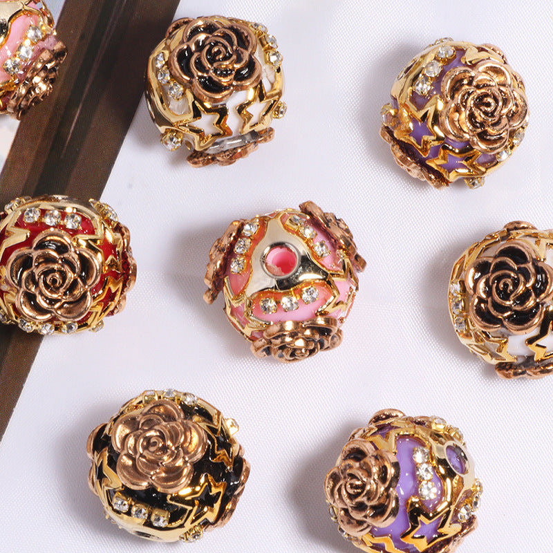 Vintage Black Gold Rose Flower Ball