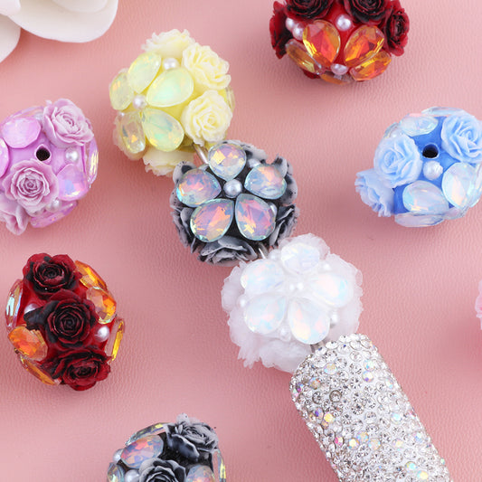Rose Zircon Water Drop Five Petal Flower Diamond Ball