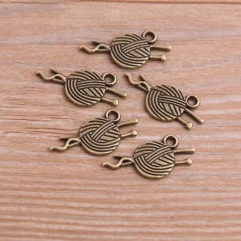 2 Colors 12*24mm DIY Alloy Jewelry Accessories Yarn Ball Pendant Hanging Ornament
