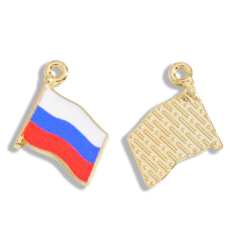 10 Pcs  Alloy World Flag Pendants，16*14mm