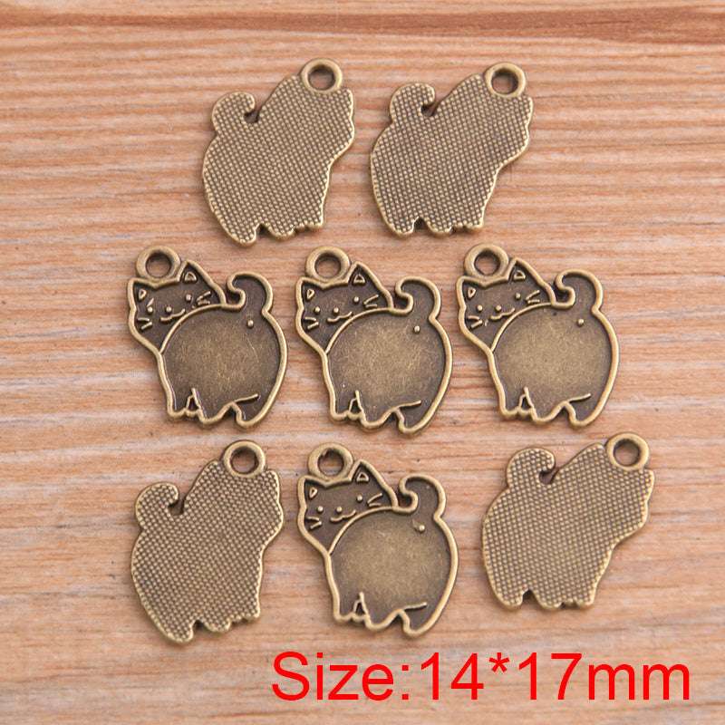 14*17mm 2 Colors DIY Zinc Alloy Jewelry Accessories Animal Charm Arrogant Kitten Pendant