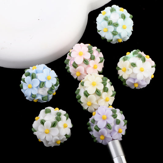 Camellia fresh green leaf flower ball beads