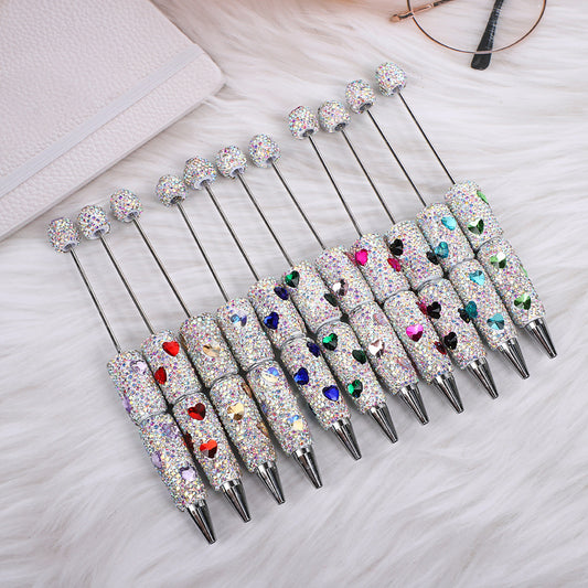 Heart-shaped Full Diamond Beaded Pen