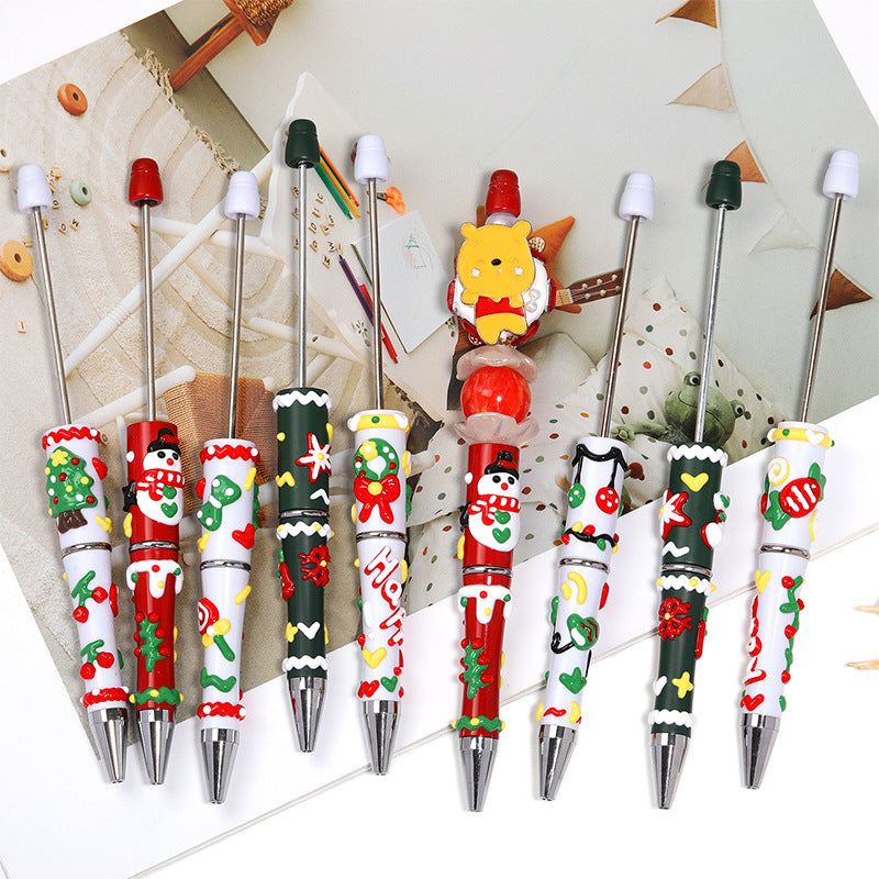 Christmas Hand Painted Beaded Pen