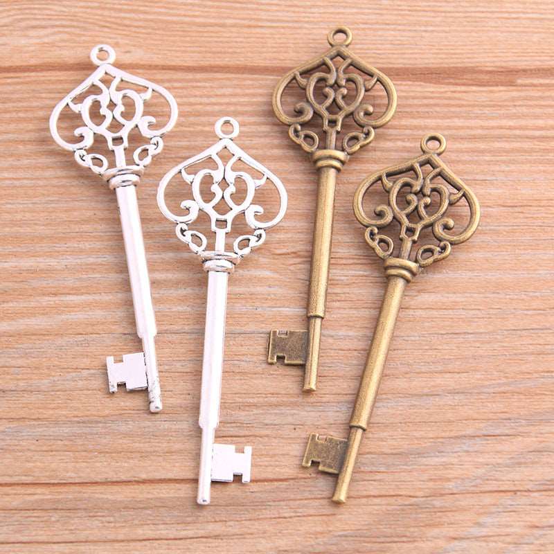 22X69mm DIY Alloy Hollow Key Pendant Hanging Ornament Charms