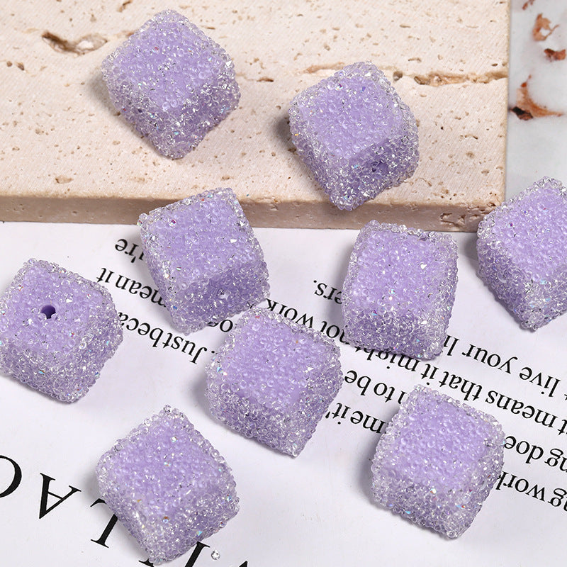 Candy Color Rhinestone Soft Sugar Square Beads
