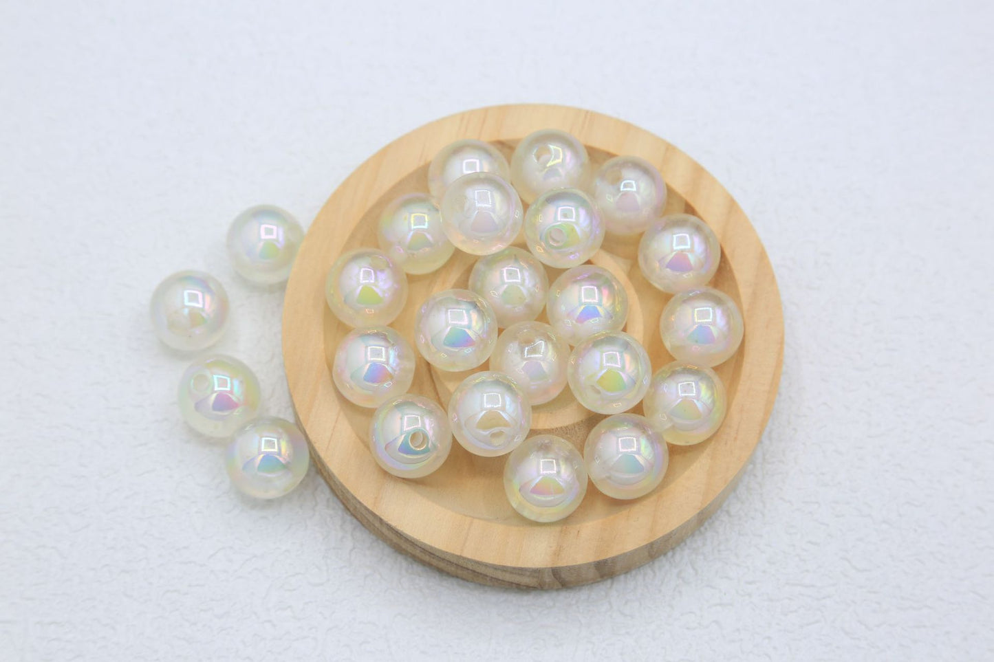 16mm Sugar Heart Luminous Acrylic Beads UV Colorful Plated Round Beads DIY Bracelet Necklace Jewelry Accessories