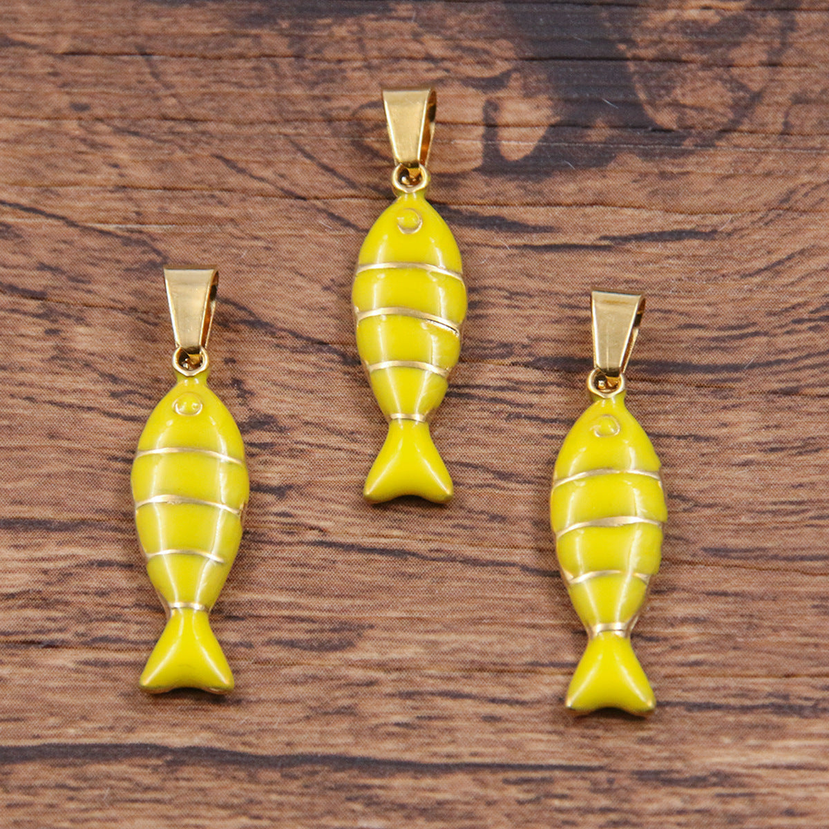 7X28mm Gold Fish Shape Oil Drop Pendant Small Charms