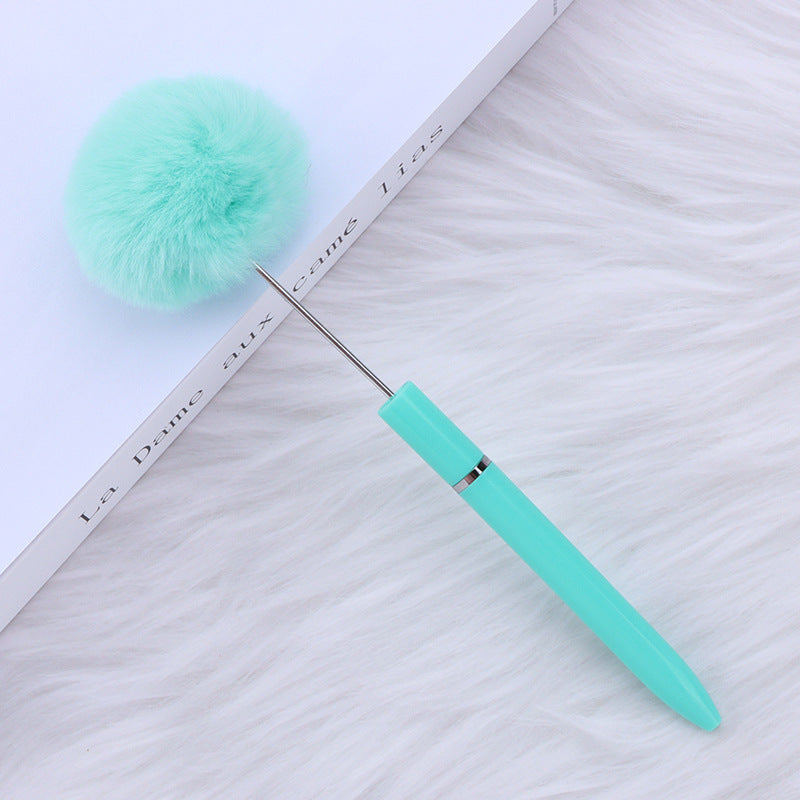 Long Fluffy Beaded Pen Ins Macaron Color Fluffy Rotating Ballpoint Pen