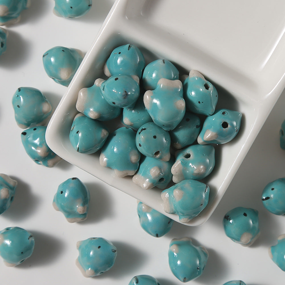 Cute Hand-painted Ceramic Beads Colorful Small Fish Dolphin Animal Beads