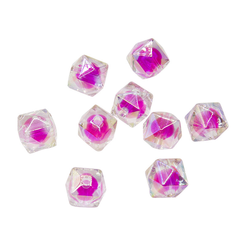 UV Plating color16MM Multilateral Rhombus beadable Beads Straight Hole Beads Loose Beads DIY