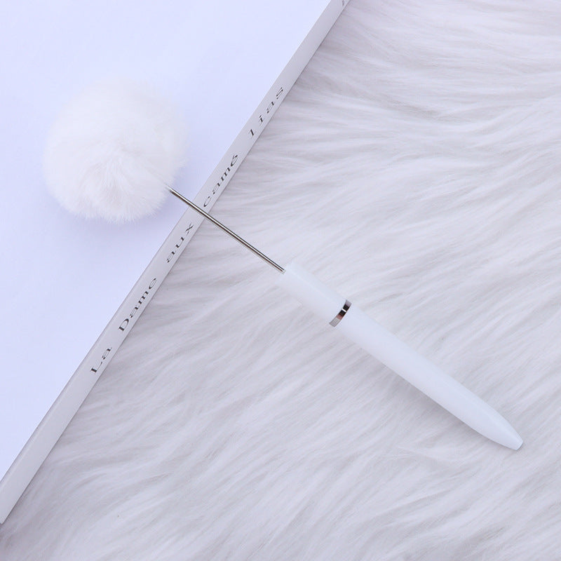 Long Fluffy Beaded Pen Ins Macaron Color Fluffy Rotating Ballpoint Pen
