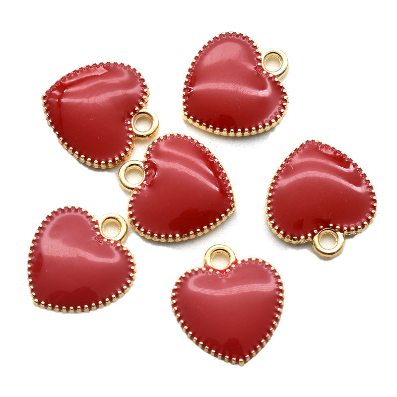 Multicolor Valentine's Day Heart Oil Drop Pendant Handmade