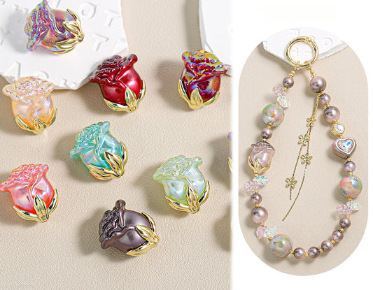 Electroplated Straight Hole Rose Beads