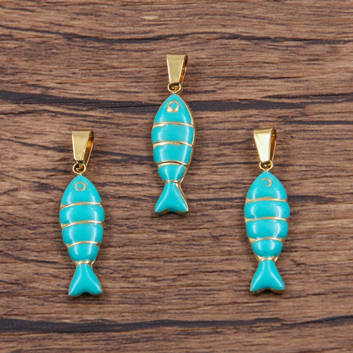 7X28mm Gold Fish Shape Oil Drop Pendant Small Charms