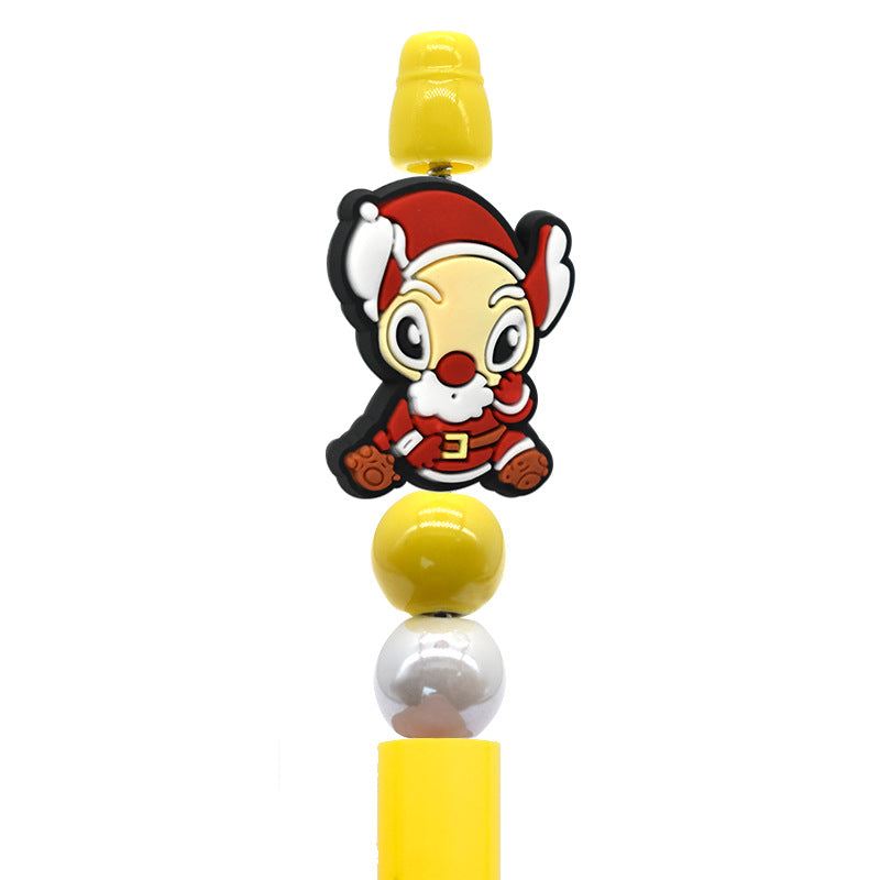 Student Stationery Colorful Beaded Pen Silicone Focal Beads
