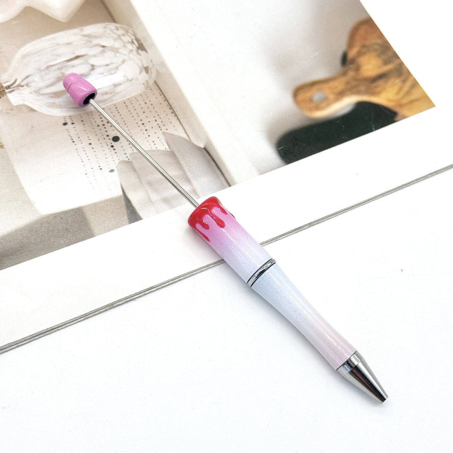 Blood Print Beaded Pen Fun Hand-painted Rotating Cute Pen
