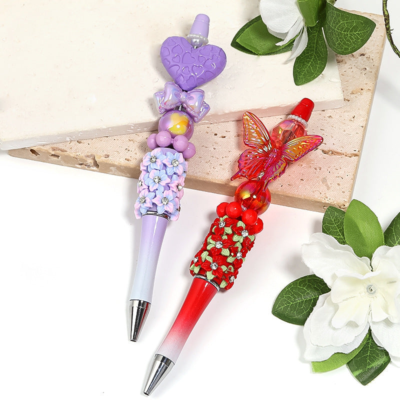 Resin Flower Full Diamond Beaded Pen