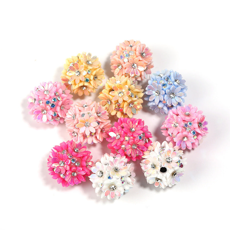 Resin Flower Clay Ball with Rhinestones