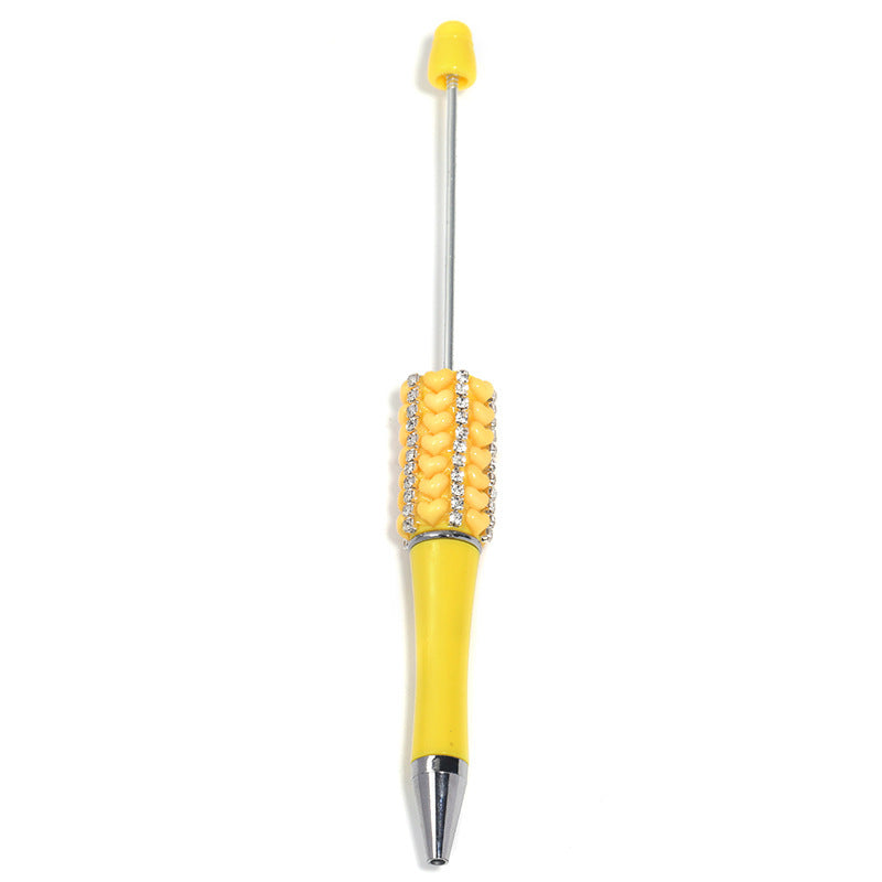 Creative Heart-Shaped Diamond-Studded Beaded Pen