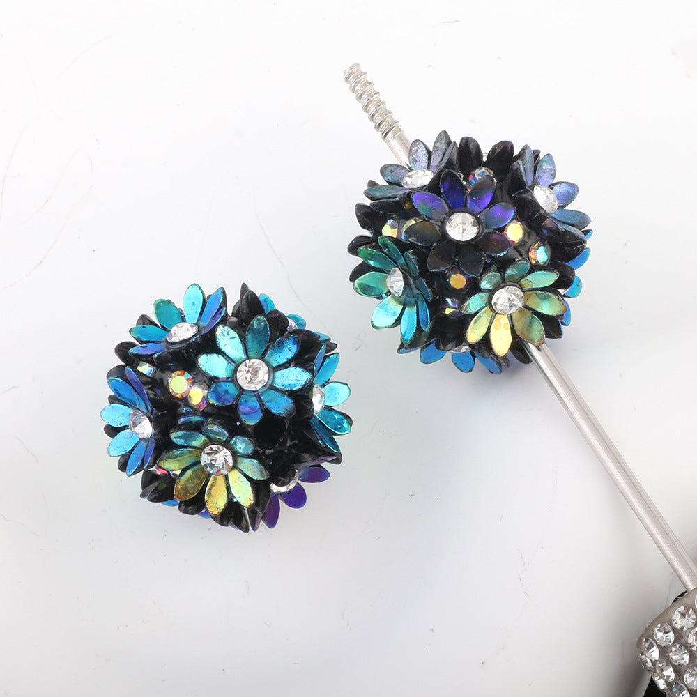 Diamond-encrusted Colorful Eight-Petal Flower Ball