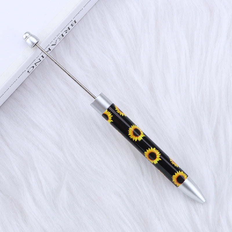 Long Flag Print Beaded Pen Educational Handmade Beading Cute Pen