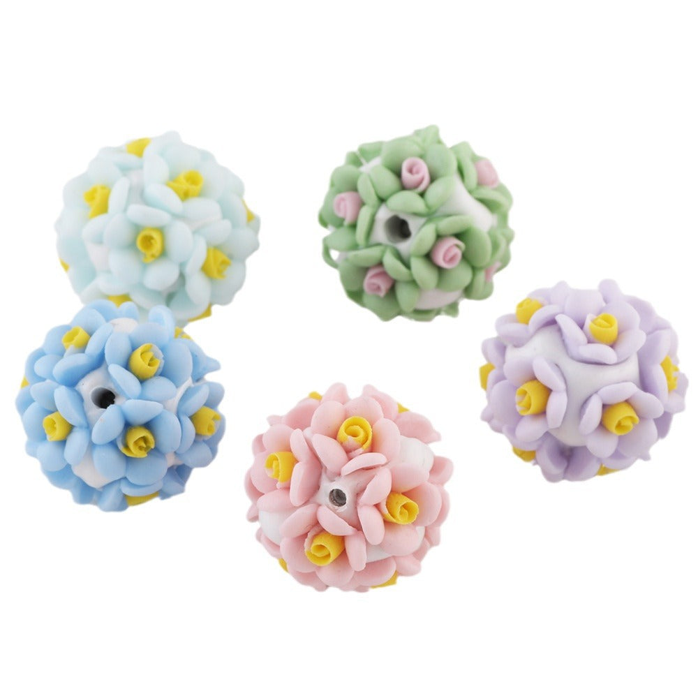 Simple Colorful Rose Ball Soft Clay Drill Ball Bead