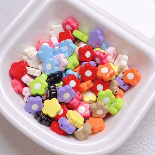 5 Pcs Cute Acrylic  Beads Small Flower