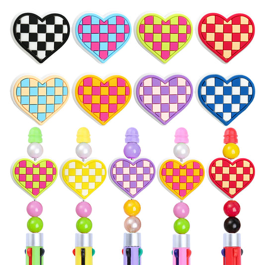Grid Heart Series Silicone Focus Beads