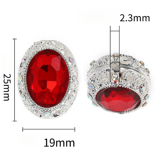 Colorful Oval Rhinestone Through-Hole Beads Heart-Shaped Beads