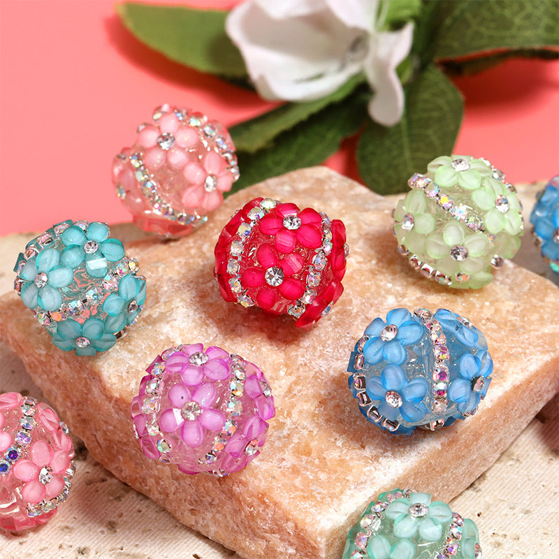 Classic Five-petal Flower Beaded Fine Flash Claw Chain Acrylic Rhinestone Ball