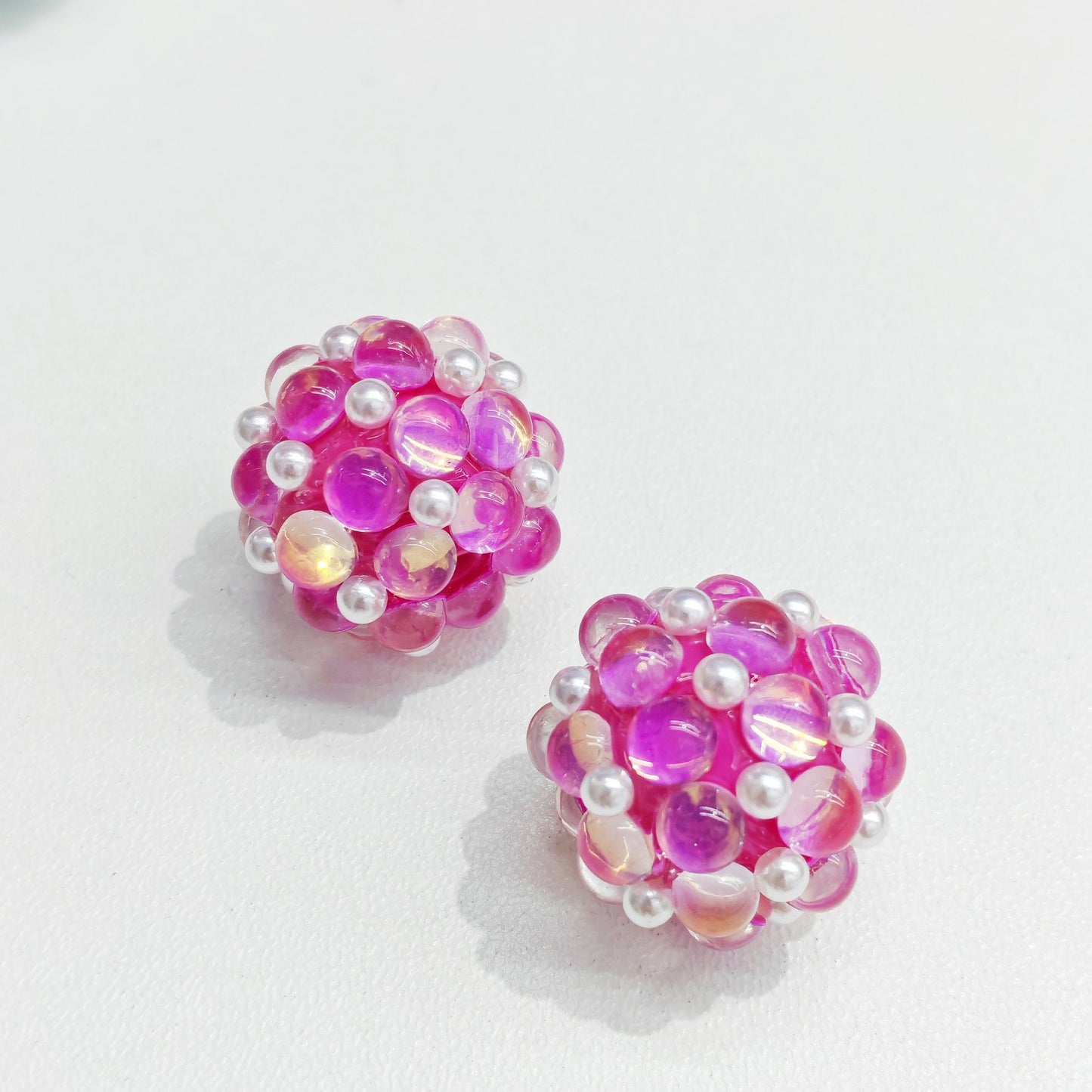 Straight Hole Cat Eye Pearl Flower Ball Beads