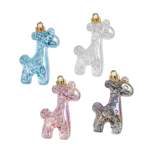 Transparent Deer Multi-Color Tassel Pendant
