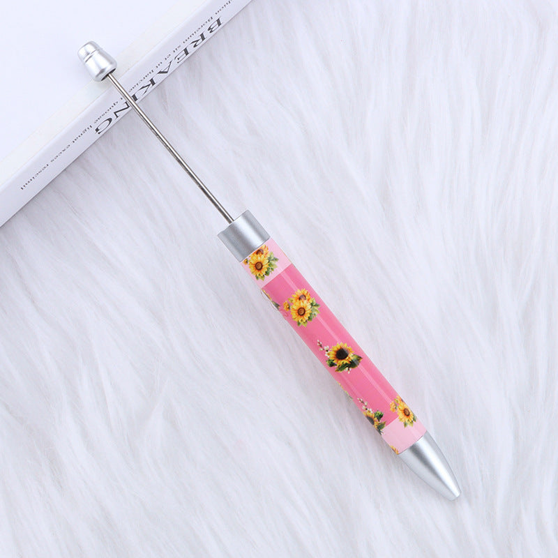 Long Flag Print Beaded Pen Educational Handmade Beading Cute Pen
